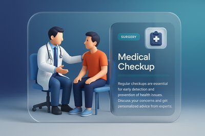 3D Medical Checkup Illustration Featuring Doctor and Patient