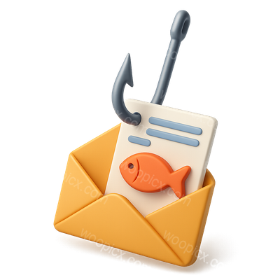 Stylized 3D Phishing Icon in Isometric View