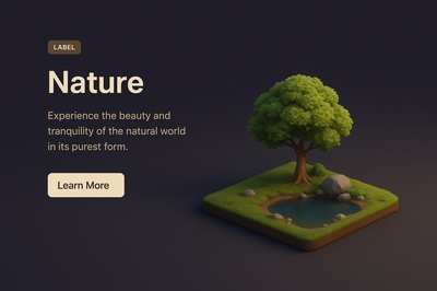 Serene 3D Nature Scene with Tree and Pond