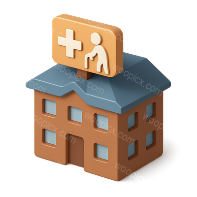 3D Icon of a Nursing Home with Medical Symbol