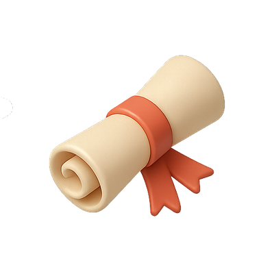 3D Render of a Rolled Diploma with Ribbon