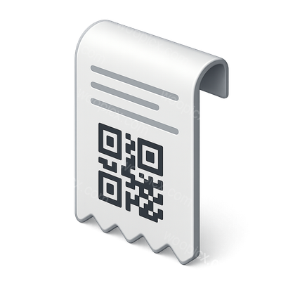 Stylish 3D Icon of a Receipt with QR Code