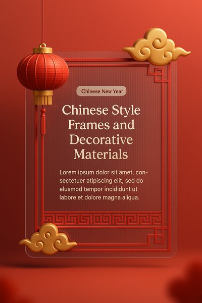 Elegant Chinese New Year Decorative Design with Lanterns