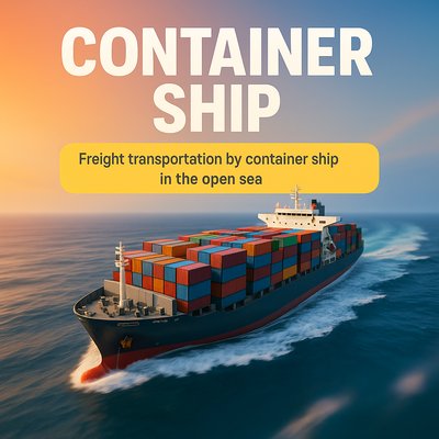 Vibrant Container Ship at Sea for Freight Transportation