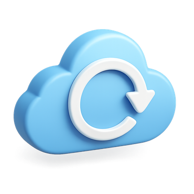 3D Circular Arrow Cloud Icon with Isometric View