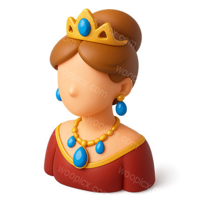 Stylized 3D Duchess Icon with Jewels and Crown