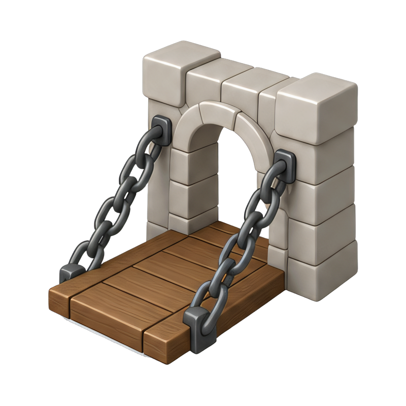 Rustic drawbridge with chain