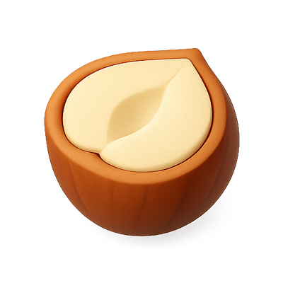 Stylized Nut-Shaped Container with Creamy Filling