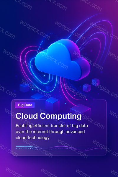 Futuristic Cloud Computing Illustration with Big Data Concept
