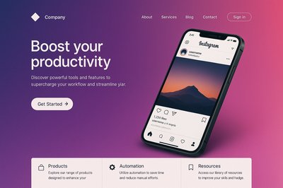 Futuristic Instagram Landing Page Design Mockup