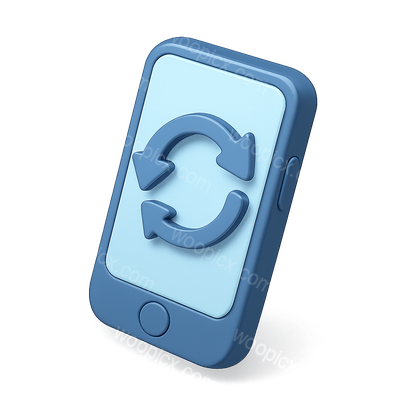 3D Refresh Icon with Arrows on Phone