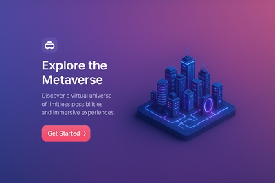 Futuristic Metaverse City Concept with Neon Lights