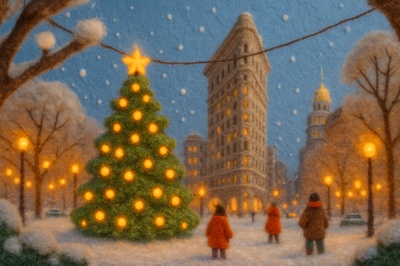 Magical Winter Scene in New York's Madison Square Park