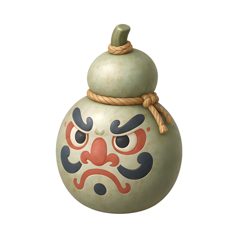 painted ash gourd guardian face