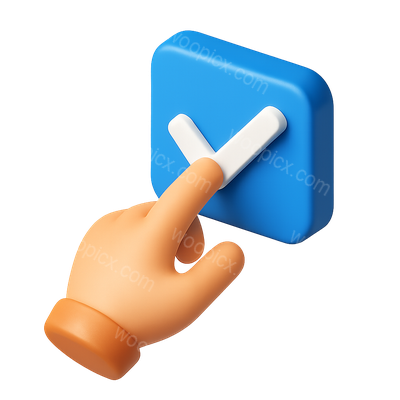 3D Checkmark Icon with Hand Interaction