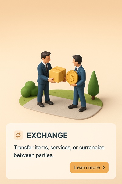 Top View of a Business Exchange Scene in 3D Style