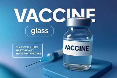 3D Vaccine Glass Illustration with Clear Text Elements