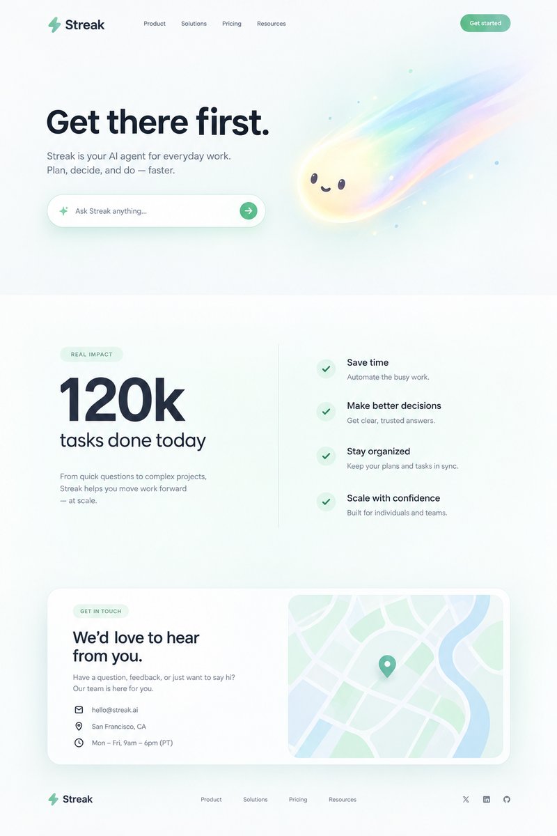 AI agent landing page design