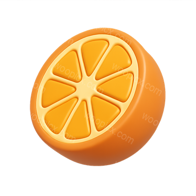 3D Citrus Slice Icon with Isometric View