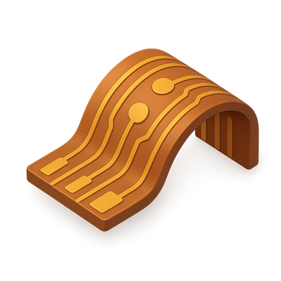 3D Flexible PCB Icon with Isometric View and Volumetric Design