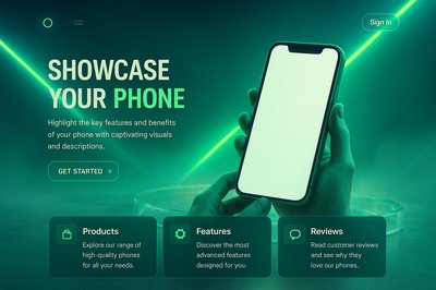Neon Landing Page Design for Phone Showcase