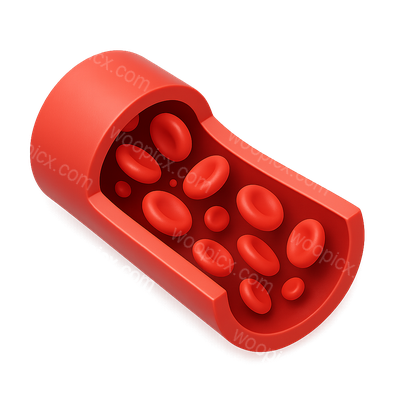 Stylized 3D Bloodstream Icon with Red Elements