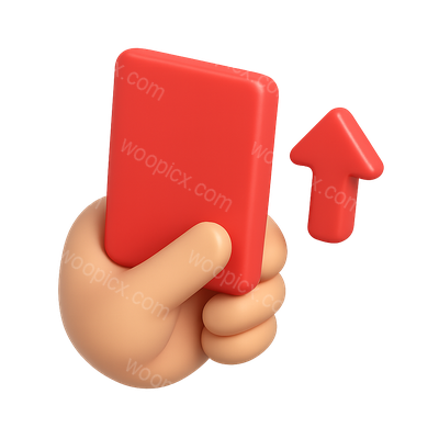 3D Hand Holding Red Card with Up Arrow