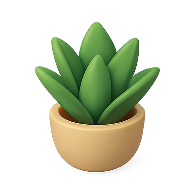 Stylized Green Plant in Minimalist Pot
