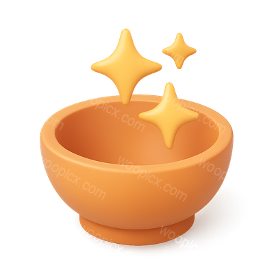 3D Starry Bowl Icon with Sparkling Stars