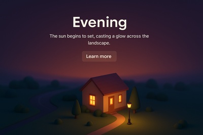 Realistic 3D Evening Scene with Cozy House and Warm Glow
