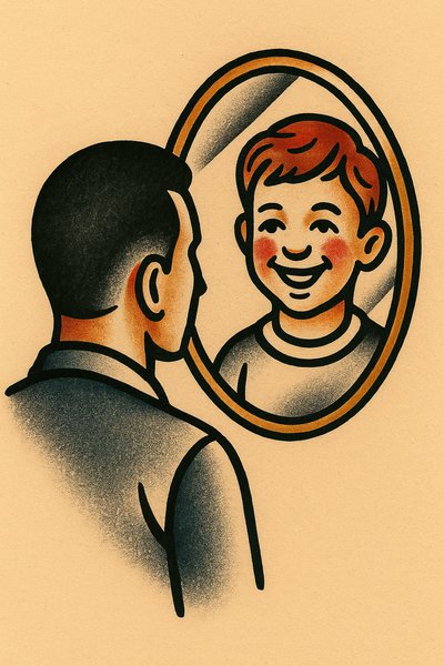 Reflection of a Smiling Child Tattoo Design