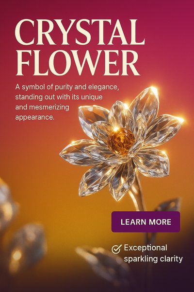 Elegant Crystal Flower Design with Vibrant Background