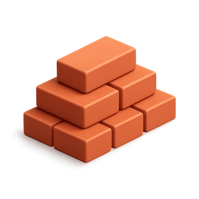 Stylish 3D Brick Icon in Isometric View
