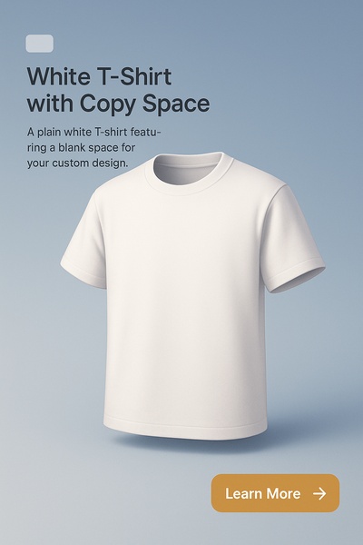3D Illustration of a White T-Shirt with Copy Space