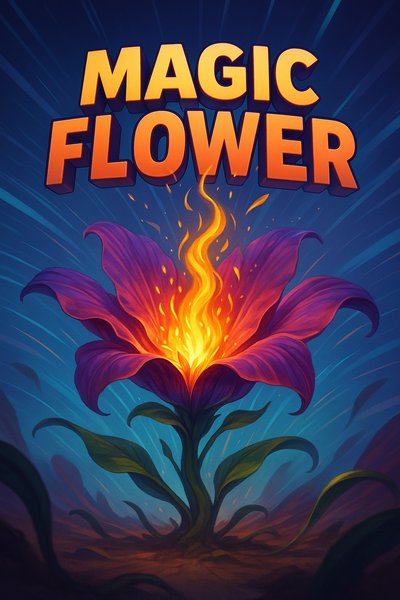 Vibrant Magic Flower Illustration with Dynamic Elements