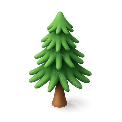 Stylized 3D Larch Tree Icon in Isometric View