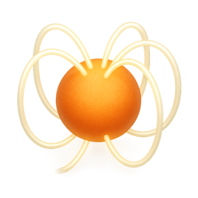 Stylized 3D Icon of an Atom with Orbital Paths