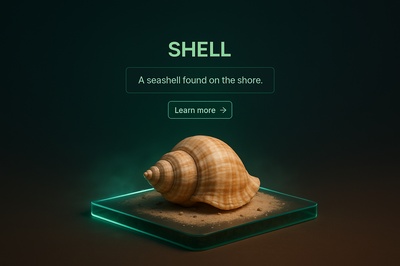Neon-Inspired Shell in a 3D Scene with Text Elements