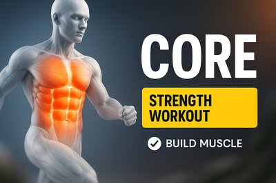 Fitness Promotional Graphic Highlighting Core Strength Workouts