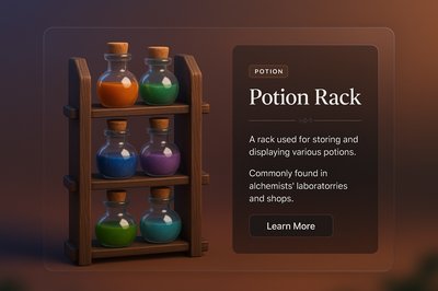 Colorful Potion Rack for Alchemist's Laboratory - 3D Illustration