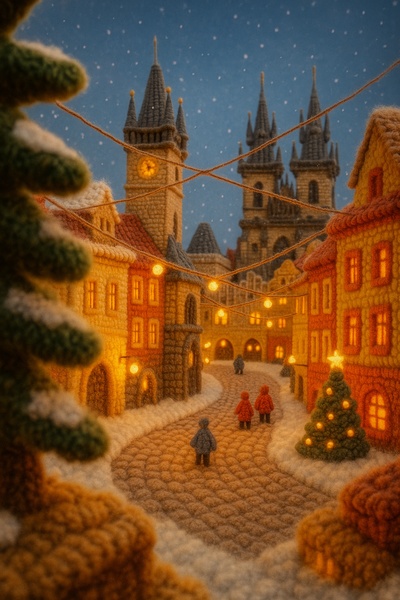 Woolly Prague: A Cozy Holiday Scene in 3D