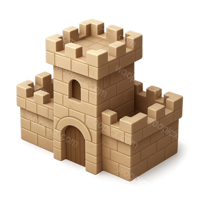 Stylized 3D Sandcastle Icon for Creative Projects