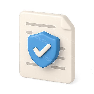 3D Icon Representing Document Security and Verification