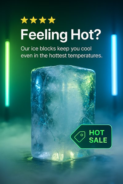 Neon Ice Block Advertisement Slide Design