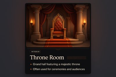 Majestic Throne Room 3D Illustration with Elegant Design Elements