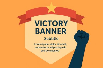Victory Banner Design with Bold Text and Colors