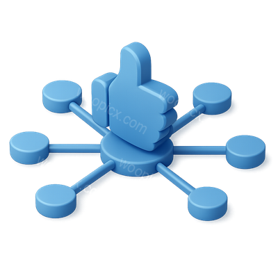 3D Network Thumbs-Up Icon with Isometric Design
