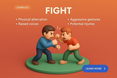 3D Scene of Conflict with Miniature Figures in Action