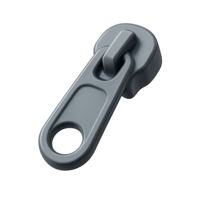 Stylish 3D Zipper Pull Icon with Isometric Design