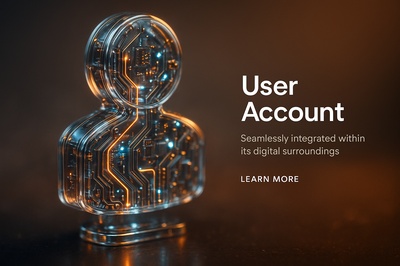 Hyperrealistic Glass Design of User Account in 3D